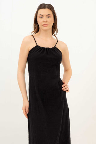 Long Dress with Rope Straps and Low-Cut Back - Dress