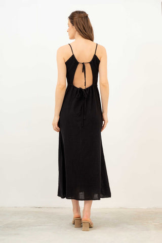 Long Dress with Rope Straps and Low-Cut Back - Dress