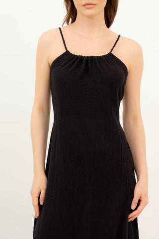 Long Dress with Rope Straps and Low-Cut Back - Dress