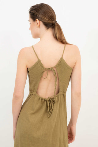 Long Dress with Rope Straps and Low-Cut Back - Dress