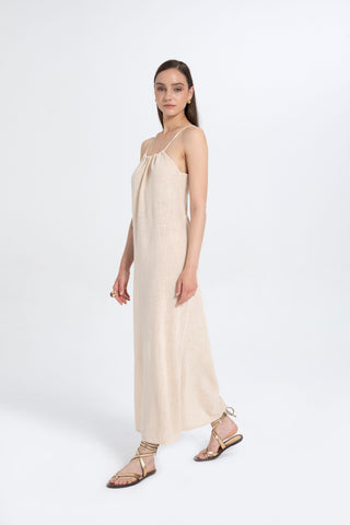 Long Dress with Rope Straps and Low-Cut Back - Dress