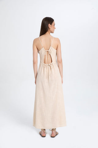 Long Dress with Rope Straps and Low-Cut Back - Dress