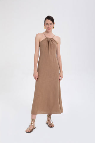 Long Dress with Rope Straps and Low-Cut Back - Dress