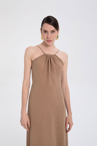 Long Dress with Rope Straps and Low-Cut Back - Dress