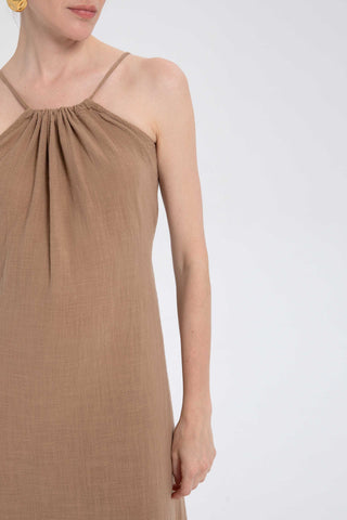 Long Dress with Rope Straps and Low-Cut Back - Dress