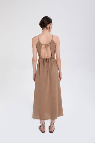 Long Dress with Rope Straps and Low-Cut Back - Dress
