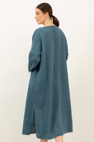 Natural Long Sleeve Linen Dress - Dress