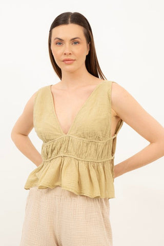 Ruffled Crop with Tie Back