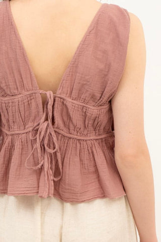 Ruffled Crop with Tie Back