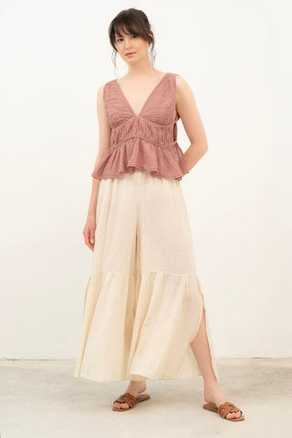 Ruffled Crop with Tie Back