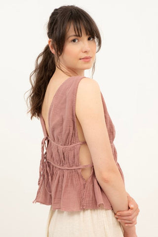 Ruffled Crop with Tie Back