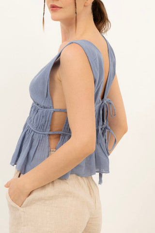 Ruffled Crop with Tie Back