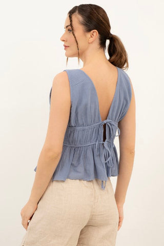 Ruffled Crop with Tie Back
