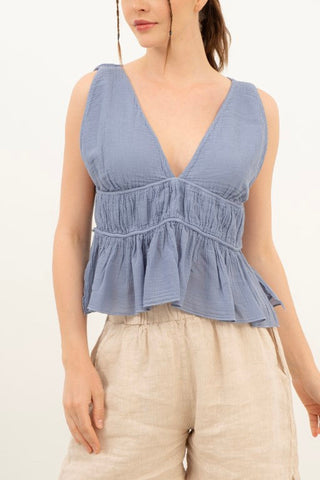 Ruffled Crop with Tie Back