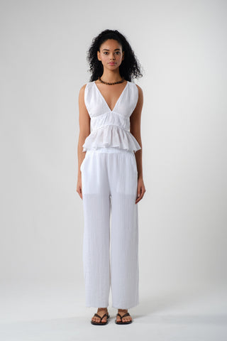 Ruffled Crop with Tie Back