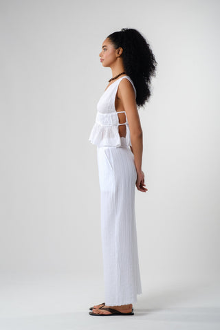 Ruffled Crop with Tie Back