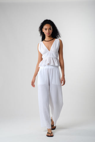 Ruffled Crop with Tie Back