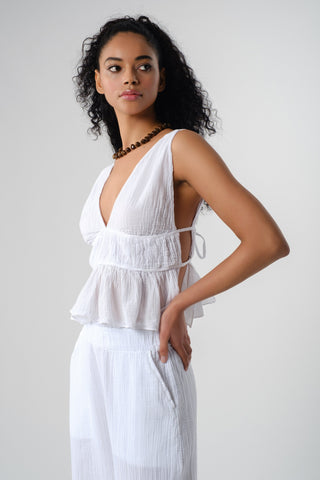 Ruffled Crop with Tie Back