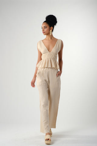 Ruffled Crop with Tie Back