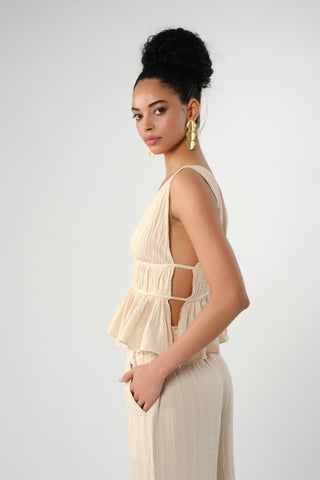 Ruffled Crop with Tie Back