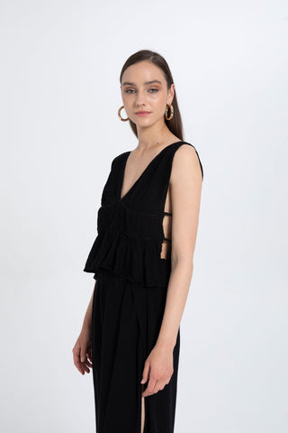 Ruffled Crop with Tie Back