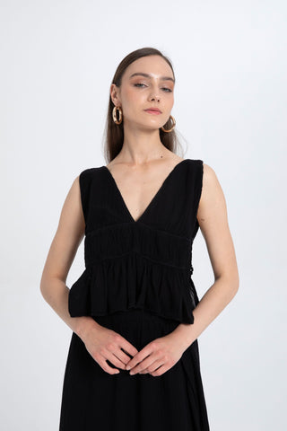 Ruffled Crop with Tie Back