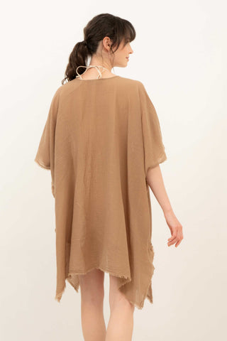 Open Front Crinkle Short Kimono - Kimono