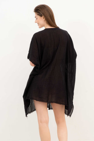 Open Front Crinkle Short Kimono - Kimono
