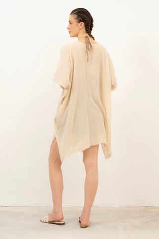 Open Front Crinkle Short Kimono - Kimono