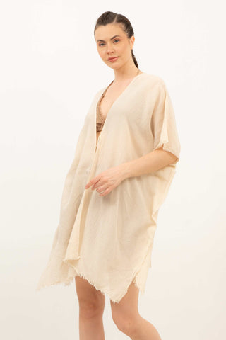 Open Front Crinkle Short Kimono - Kimono