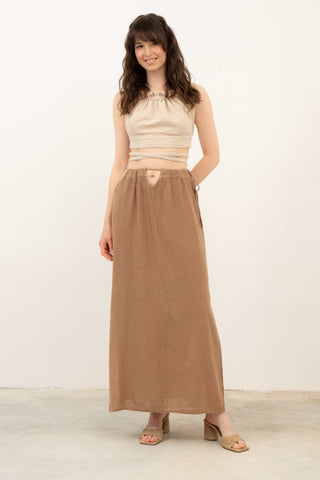Long Skirt with Slits at Waist and Hem - Skirt