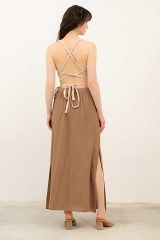 Long Skirt with Slits at Waist and Hem - Skirt