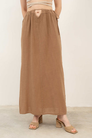 Long Skirt with Slits at Waist and Hem - Skirt