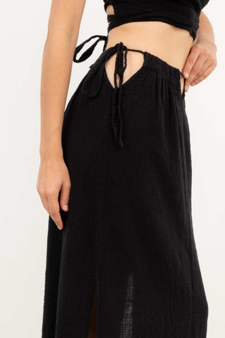 Long Skirt with Slits at Waist and Hem - Skirt
