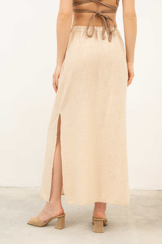 Long Skirt with Slits at Waist and Hem - Skirt