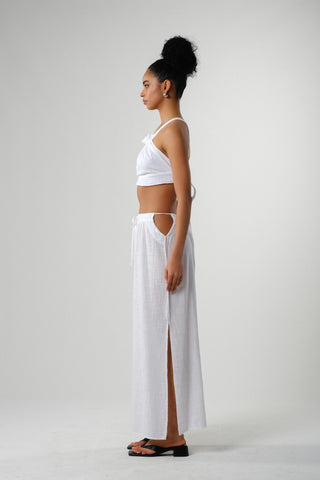 Long Skirt with Slits at Waist and Hem - Skirt