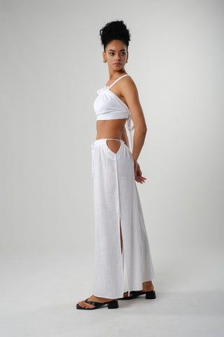Long Skirt with Slits at Waist and Hem - Skirt
