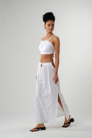 Long Skirt with Slits at Waist and Hem - Skirt