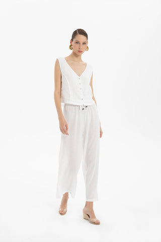 Raw Linen Buttoned Waistcoat - Vest