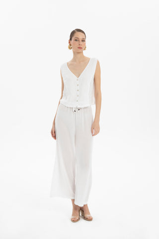 Raw Linen Buttoned Waistcoat - Vest