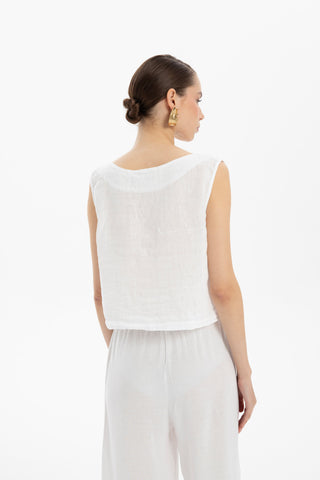 Raw Linen Buttoned Waistcoat - Vest