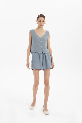 Raw Linen Buttoned Waistcoat - Vest