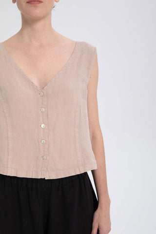 Raw Linen Buttoned Waistcoat - Vest