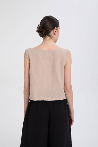 Raw Linen Buttoned Waistcoat - Vest