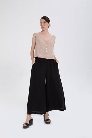 Raw Linen Buttoned Waistcoat - Vest