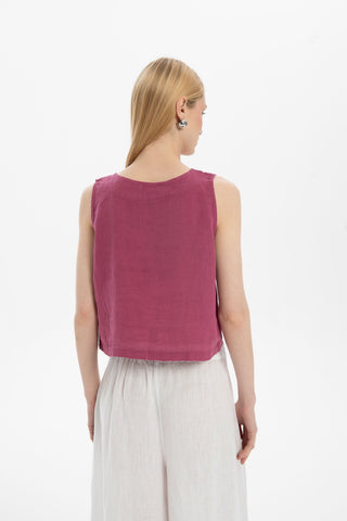 Raw Linen Buttoned Waistcoat - Vest