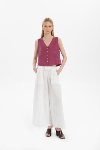 Raw Linen Buttoned Waistcoat - Vest