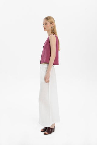 Raw Linen Buttoned Waistcoat - Vest