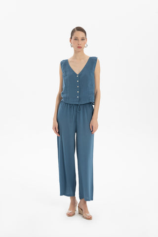 Raw Linen Buttoned Waistcoat - Vest