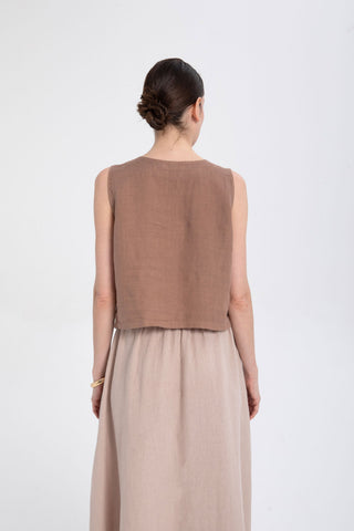 Raw Linen Buttoned Waistcoat - Vest